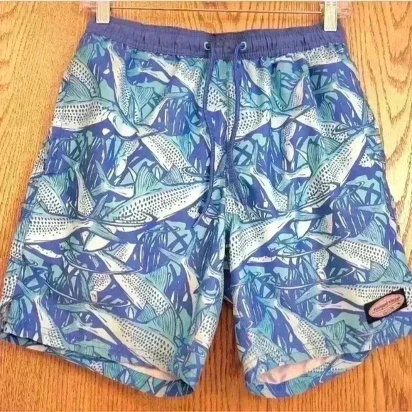 Vineyard Vines Swim Shorts Mens XS Board Trunks Blue Fish Lined Beach Fi… - Picture 1 of 11